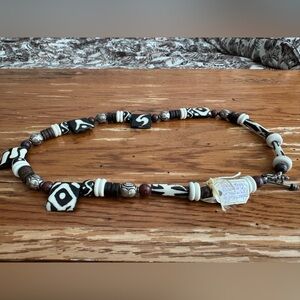 Tribal necklace: batik raku poppy jasper costume jewelry bohemian